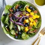 Blueberry and Mango Spinach Salad with Basil Vinaigrette Recipe