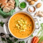 Creamy Carrot and Potato Soup with Ginger and Sour Cream Recipe