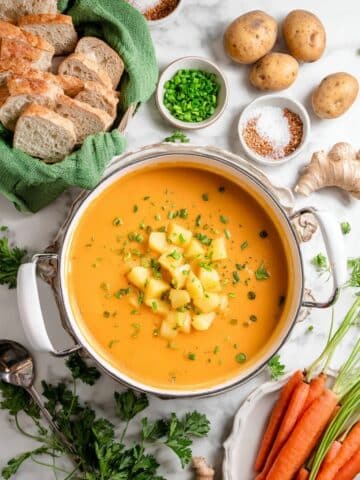 Creamy Carrot and Potato Soup with Ginger and Sour Cream Recipe