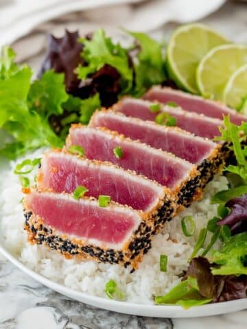 Seared Ahi Tuna with Sesame Seeds and Savory Sauce Recipe