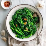 Sauteed Rapini (Broccoli Rabe) with Garlic and Red Pepper Flakes Recipe