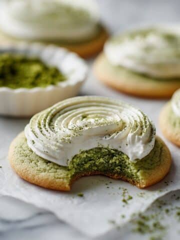 Matcha Latte Cookies with Mascarpone Cream and Matcha Dusting Recipe