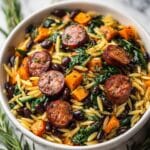 Butternut Squash and Black Bean Orzo with Sausage and Spinach Recipe