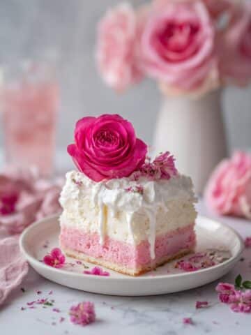Rose Poke Cake with Rosewater Cream Recipe