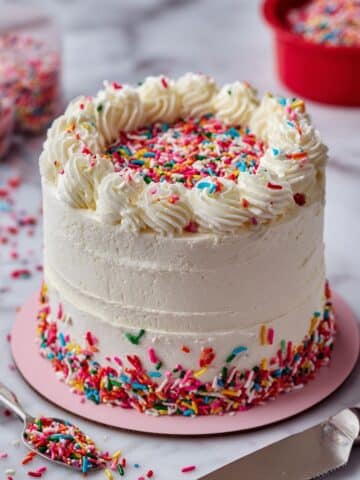 Mini Rainbow Birthday Cake with Vanilla Buttercream Recipe