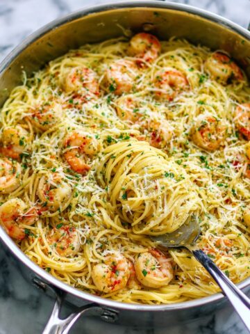 Shrimp Spaghetti with Garlic Parmesan Lemon Sauce Recipe