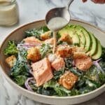 Salmon Kale Salad with Greek Yogurt Caesar Dressing Recipe