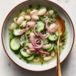 Tomatillo Beans with Cilantro Lime Salad and Avocado Recipe