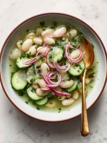 Tomatillo Beans with Cilantro Lime Salad and Avocado Recipe