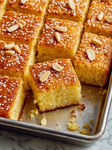 Lebanese Sfouf: Turmeric and Anise Seed Semolina Cake Recipe