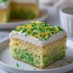 St. Patrick's Day Poke Cake with Lime Jello and White Chocolate Frosting Recipe