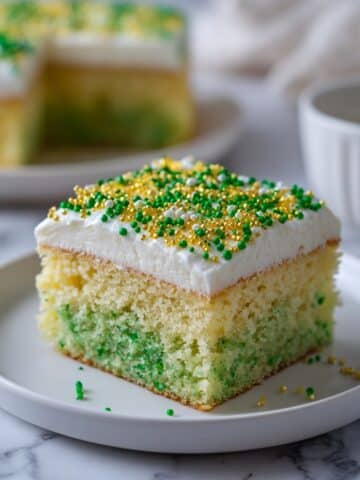 St. Patrick's Day Poke Cake with Lime Jello and White Chocolate Frosting Recipe