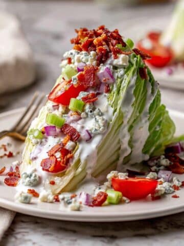 Wedge Salad with Blue Cheese Dressing, Bacon, and Fresh Vegetables Recipe