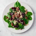Quinoa and Baked Beet Salad with Crispy Vegan Candied Pecans Recipe