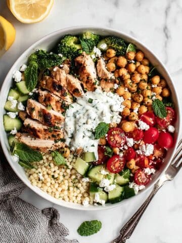 Greek Chicken Bowls with Quinoa, Veggies, and Feta Recipe