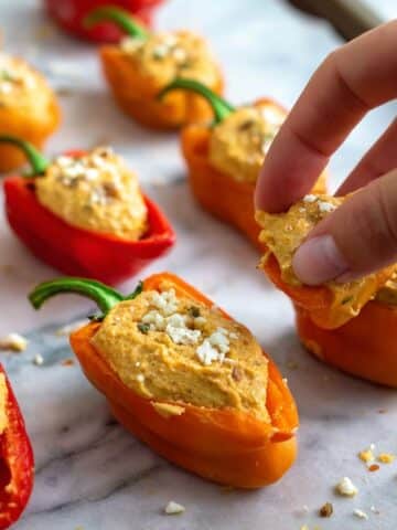 Mini Bell Pepper Poppers with Cheesy Spiced Tofu Filling Recipe