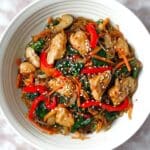 Chicken Japchae (Korean Glass Noodles Stir-fry) Recipe