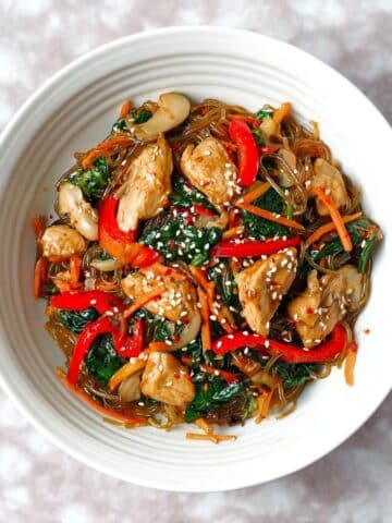 Chicken Japchae (Korean Glass Noodles Stir-fry) Recipe