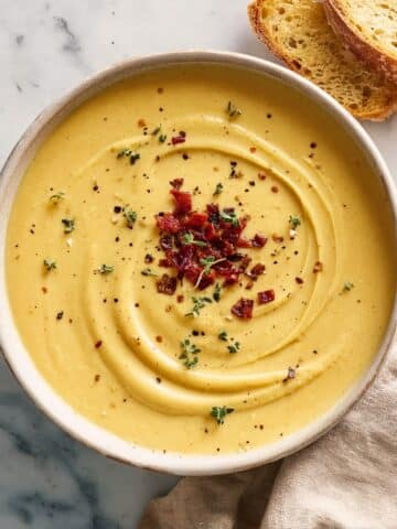 Creamy Parsnip Soup with Parmesan and Fresh Herbs Recipe