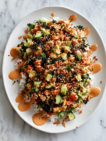 Sushi Salad with Salmon, Avocado, and Crispy Toppings Recipe