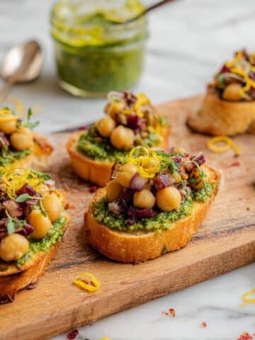 Chickpea Bruschetta with Basil Pesto Recipe