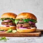 Turkey Burgers with Mayonnaise, Lettuce, and Pickles Recipe