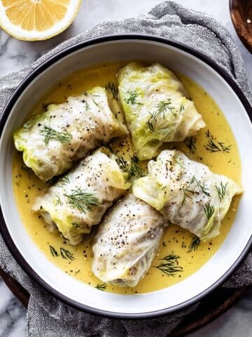Greek Stuffed Cabbage Rolls - Lahanodolmades Avgolemono Recipe