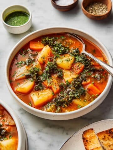 Vegan Vegetable Soup with Tomatoes, Potatoes, and Cabbage Recipe
