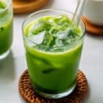 Iced Matcha Latte with Homemade Simple Syrup Recipe