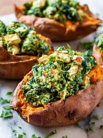 Chicken Pesto Stuffed Sweet Potatoes {Paleo, Whole30} Recipe