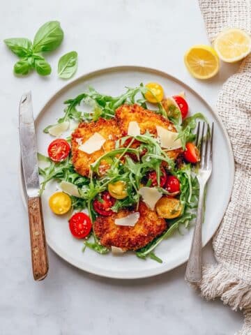 Chicken Milanese with Tomato Arugula Salad Recipe