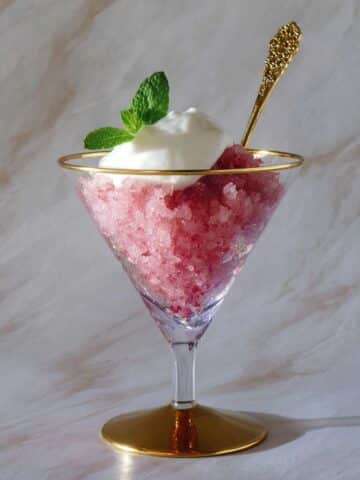 Rhubarb Granita with Whipped Cream Recipe
