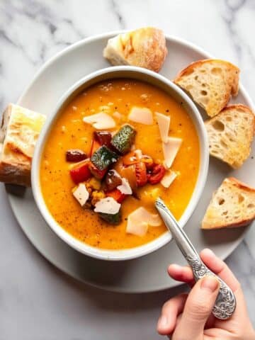 Roasted Vegetable Soup with White Beans and Lemon Recipe