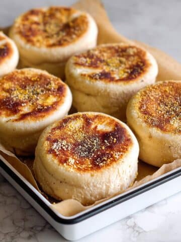 Soft and Puffy Sourdough English Muffins Recipe