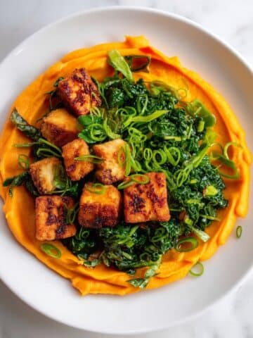 Maple Miso Whipped Sweet Potatoes with Cornmeal Crusted Tofu Recipe