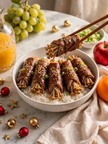 Enoki Beef Rolls in Dashi Soy Sauce Recipe