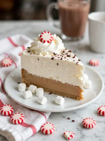 No Bake Peppermint Hot Chocolate Cheesecake Recipe